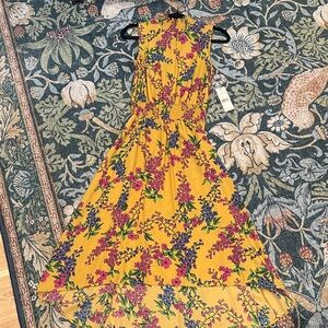 Nanette Lepore NWT sleeveless high/low midi yellow floral dress size 4